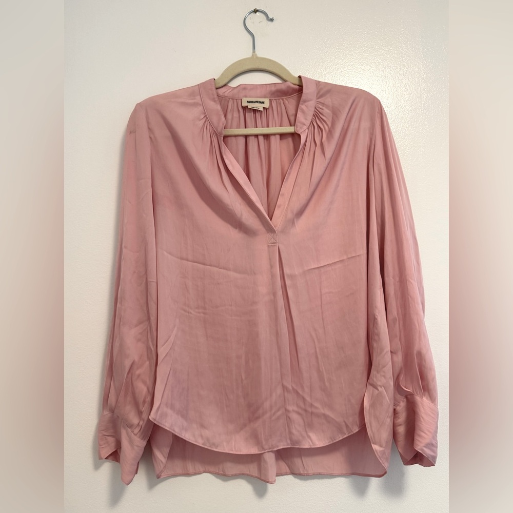 Zadig and Voltaire pink satin blouse size small